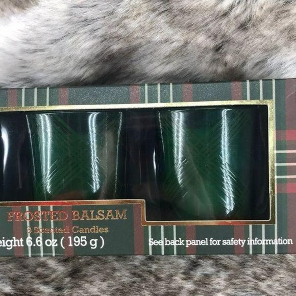 THreshold greenĀ frosted 2.2ozā3pk Glass Jar Candle Frosted Green balsamā - Picture 4 of 5